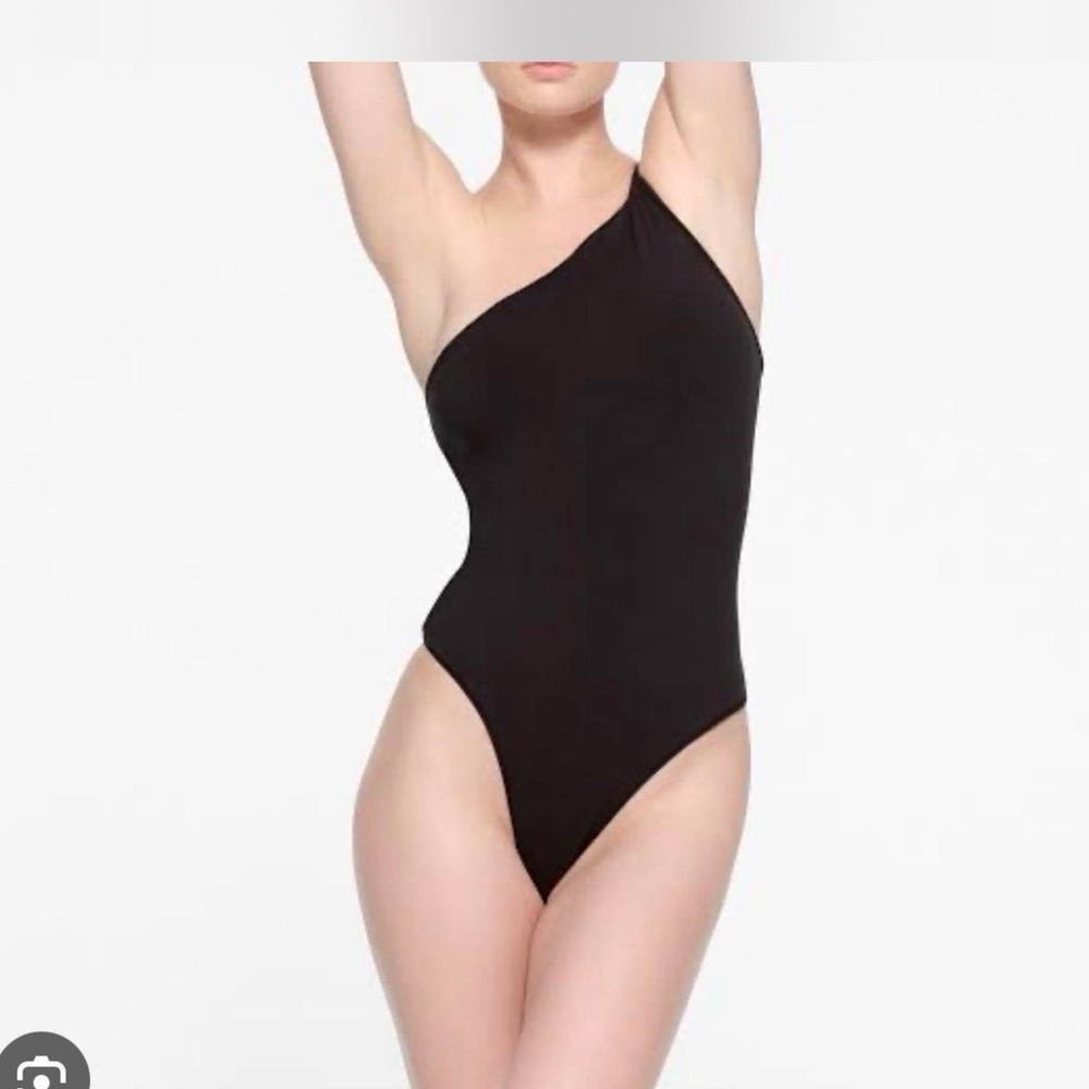 SKIMS Black One-Shoulder Bodysuit